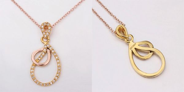 Bellast: Your Online Jewelry Shopping Destination: Quality Rhinestone Crystal Hollow Stacked Waterdrop Necklace with 18K Gold Plated Tin Alloy Rose Gold