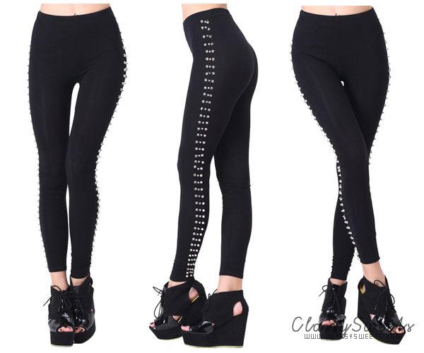 Romwe: Rivets Detail Sides Leggings